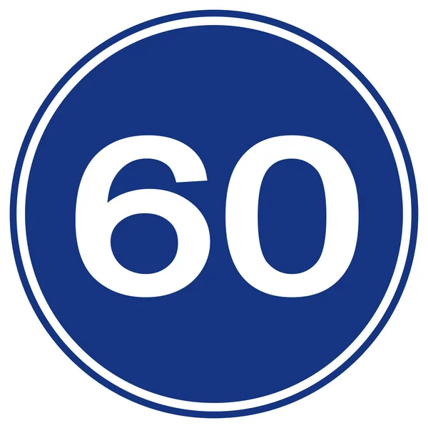 Limite de vitesse 60 Panneau de signalisation, Illustration vectorielle, Isoler sur étiquette de fond blanc. PSE10 — Image vectorielle