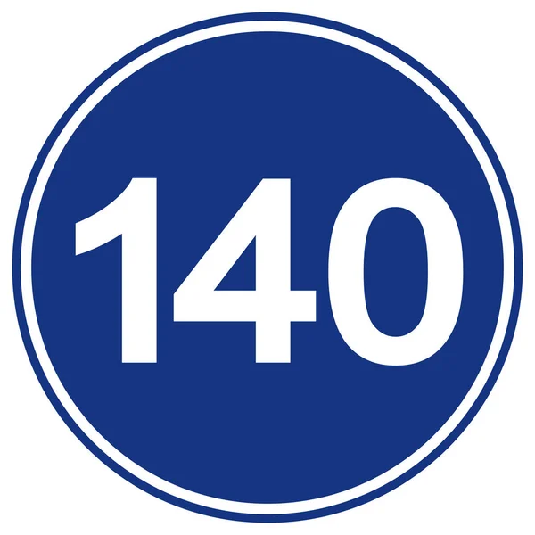 Ograniczenie prędkości 140 Znak drogowy, Ilustracja wektora, Izolacja na białym tle etykiety. EPS 10 — Wektor stockowy