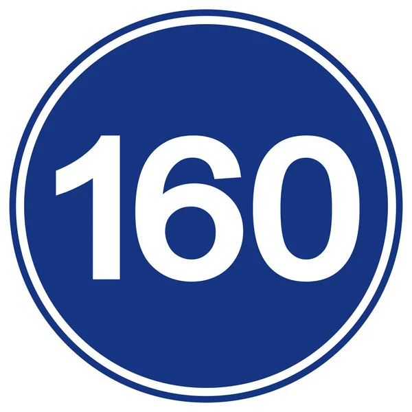 Ograniczenie prędkości 160 Znak drogowy, Ilustracja wektora, Izolacja na białym tle etykiety. EPS 10 — Wektor stockowy