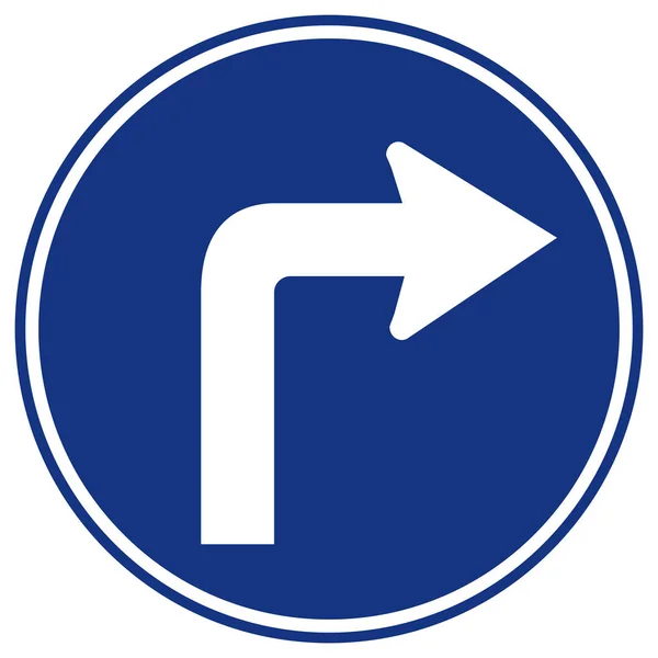 Gire a la derecha Señal de tráfico, Ilustración de vectores, Aísle en la etiqueta de símbolos de fondo blanco. EPS10 — Archivo Imágenes Vectoriales
