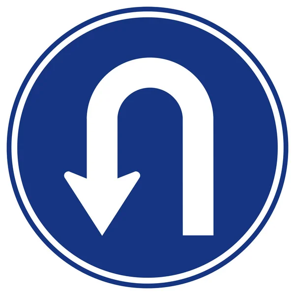 U-Turn Left Traffic Road Sign, Vector Illustration, Isolate On White Background Label. EPS10 - Stok Vektor