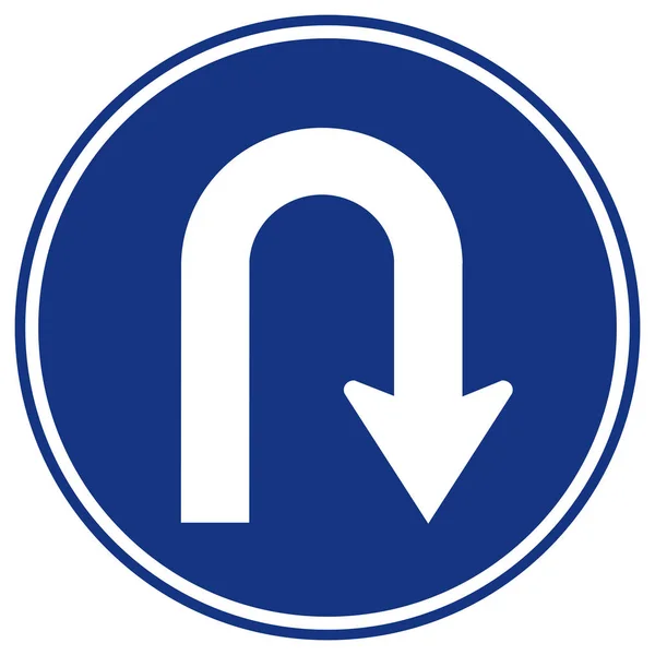 Panneau de signalisation routière en demi-tour à droite, illustration vectorielle, isoler sur étiquette de fond blanche. PSE10 — Image vectorielle