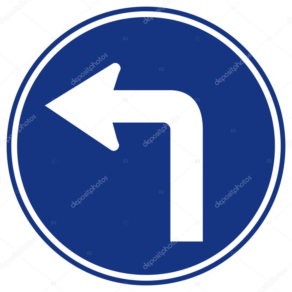 Turn Left Traffic Road Sign,Vector Illustration, Isolate On White Background Symbols, Label. EPS10 