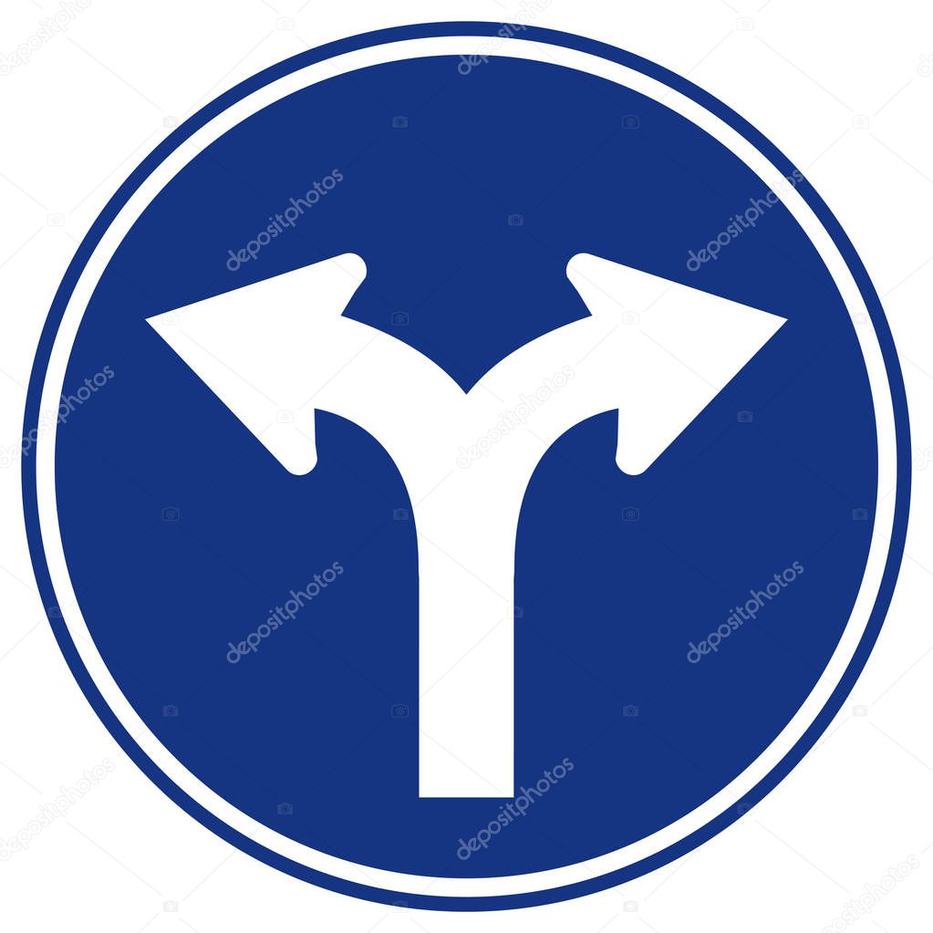 Fork In Road Traffic Sign,Vector Illustration, Isolate On White Background Label. EPS10