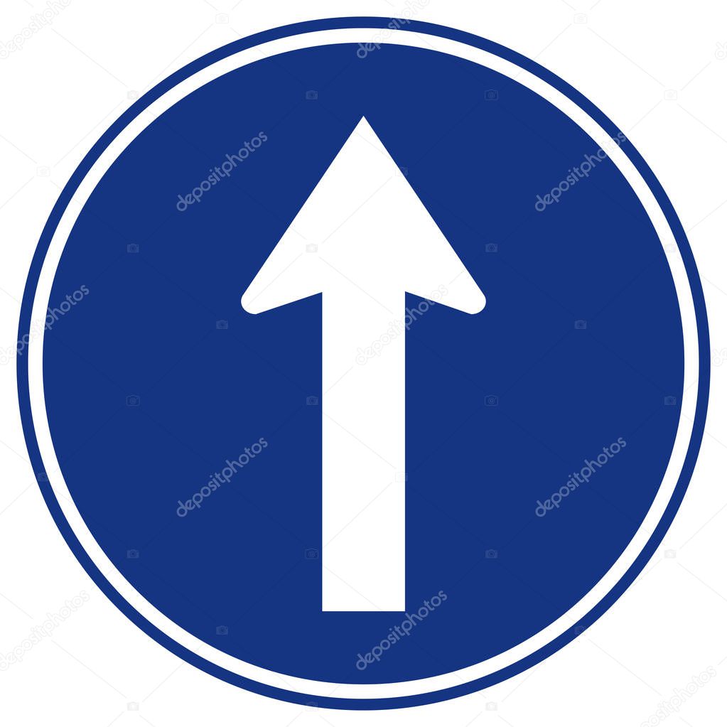 Go Straight Traffic Road Sign,Vector Illustration, Isolate On White Background,Symbols, Label. EPS10 