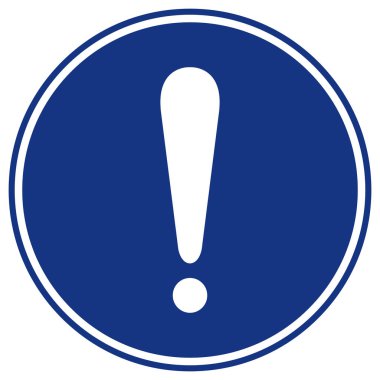 Uyarı ya da Dikkat Mavi Sembol İşareti, Vektör İllüstrasyonu, Beyaz Arkaplan Etiketinde İzole Edin. Bölüm 10 