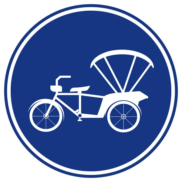 Bicicletta o triciclo traffico strada giallo segno, vettoriale illustrazione, isolate bianco sfondo etichetta. EPS10 — Vettoriale Stock