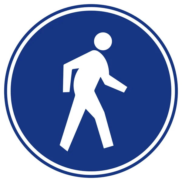 Señal de carretera de advertencia de cruce peatonal, ilustración vectorial, aislamiento en la etiqueta de fondo blanco. EPS10 — Archivo Imágenes Vectoriales