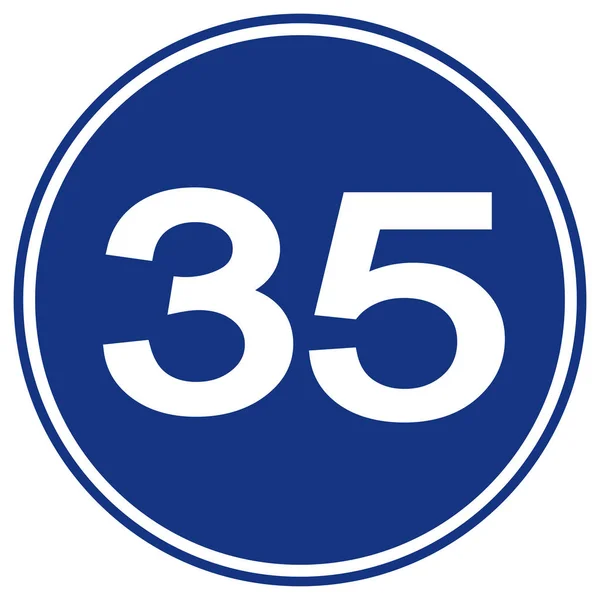 Όριο ταχύτητας 35 Traffic Sign, Vector Illustration, Απομονώστε την ετικέτα λευκού φόντου. Eps10 — Διανυσματικό Αρχείο