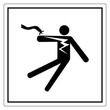 Elektrik Şoku Elektrik Sembol İşareti, Vektör İllüstrasyonu, Beyaz Arkaplan Etiketinde İzole EPS10 