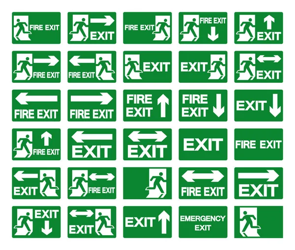 Set Of Exit and Fire Exit Symbol Sign, Vector Illustration, Isolate On White Background Label. EPS10