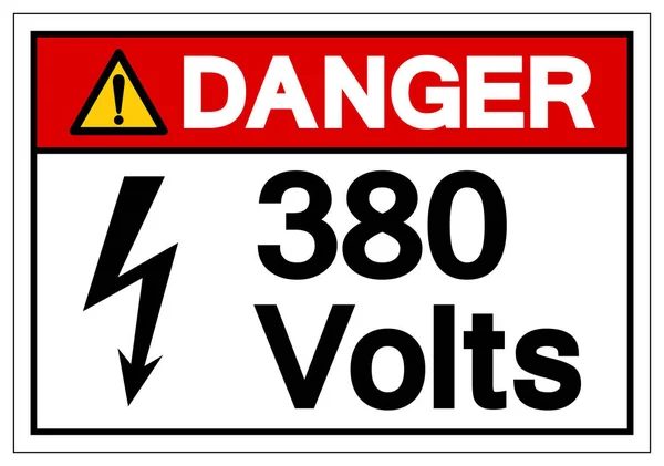 Gevaar 380 Volt Symbool Sign, Vector Illustratie, Isoleren op witte achtergrond Eps10 — Stockvector