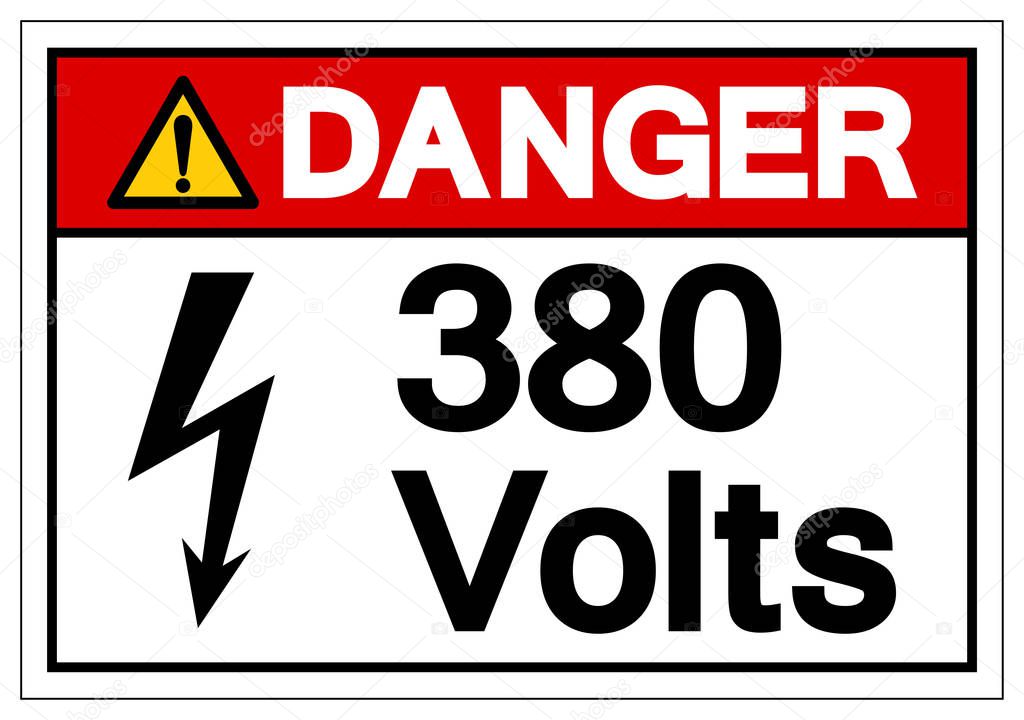 Danger 380 Volts Symbol Sign, Vector Illustration, Isolate On White Background Label .EPS10 