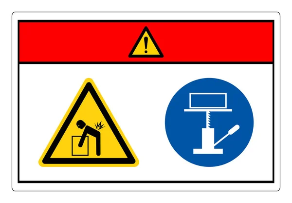 危险升降危险使用机械升降符号 矢量图解 白色背景标签隔离 第10部分 — 图库矢量图片