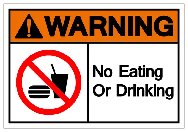 Aviso Não Comer Beber Símbolo Sinal Ilustração Vetor Isolar Rótulo — Vetor de Stock