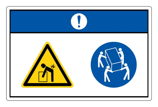 Notice Lift Hazard Use Four Person Lift Symbol Sign Vector — Stock Vector