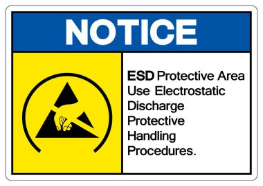 Dikkat edin, Esd Koruma Alanı Elektrostatik Boşaltma Koruyucu İşlem İşareti İşareti, Vektör İllüstrasyonu, Beyaz Arkaplan Etiketinde İzole Edildi. Eps10 