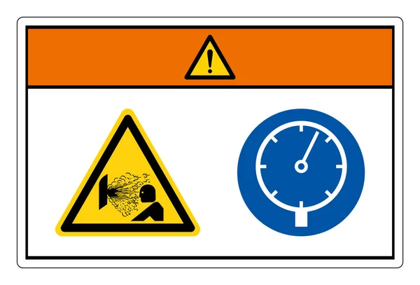 警告加压装置符号符号 矢量图解 白色背景标签隔离 Eps10 — 图库矢量图片