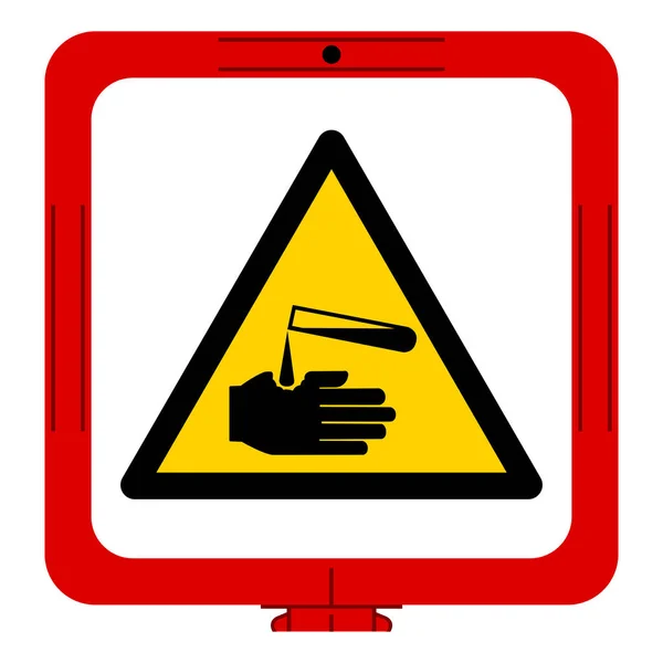 Símbolo Advertencia Corrosivos Ilustración Vectorial Aislamiento Etiqueta Fondo Blanco Eps10 — Vector de stock