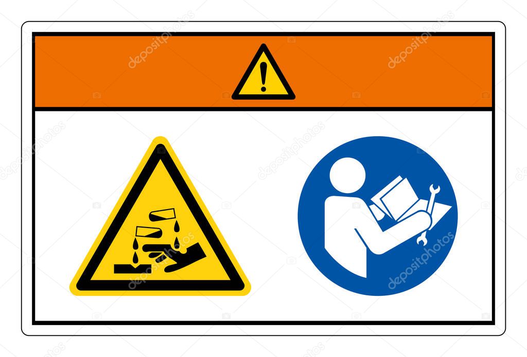 Warning Chemical Hazard Read Technical Manual Before Servicing Symbol Sign, Vector Illustration, Isolate On White Background Label. EPS10 