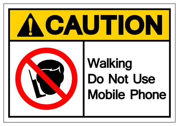 Voorzichtigheid Wandelen Gebruik Geen Mobiele Telefoon Symbool Sign Vector Illustration — Stockvector
