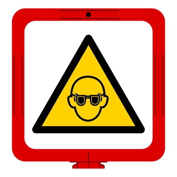 Las Gafas Seguridad Desgaste Advertencia Deben Usarse Como Signo Símbolo — Vector de stock