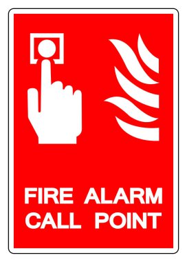 Yangın Alarm Noktası Sembol İşareti, Vektör İllüzyonu, Beyaz Arkaplan Etiketinde İzole Edin. EPS10 