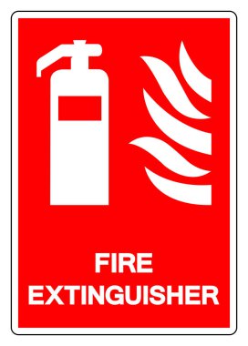 Yangın söndürücü Sembol İşareti, Vektör İllüstrasyonu, Beyaz Arkaplan Etiketinde İzole EPS10.