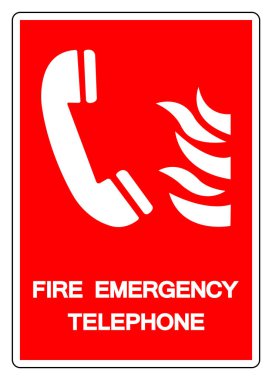 Yangın Acil Telefon Sembol İşareti, Vektör İllüzyonu, Beyaz Arkaplan Etiketi İzole Et. EPS10