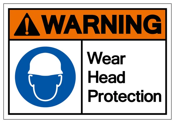 Znak Ostrzegawczy Ochrony Głowy Ilustracja Wektora Izolowane Białym Tle Etykiety — Wektor stockowy
