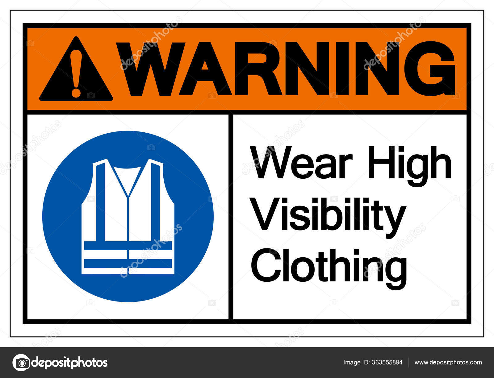 Warning Wear High Visibility Clothing Symbol Sign Vector Illustration Isolated Stock Vector