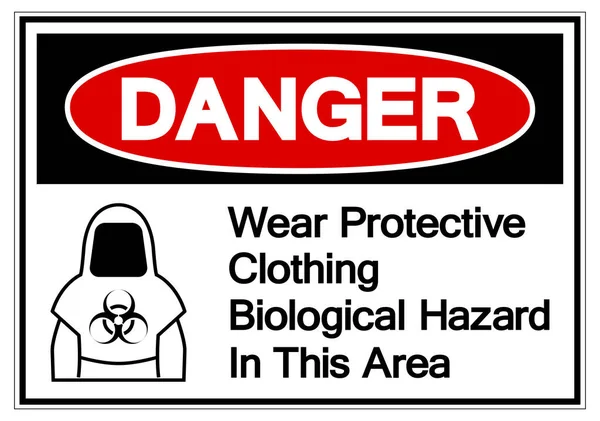Небезпечний Захисний Одяг Біологічний Небезпечний Символ Векторна Ілюстрація Ізолят Білому — стоковий вектор