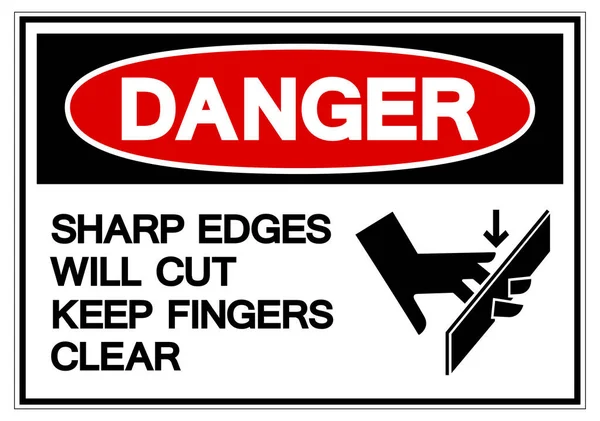 危険シャープエッジは 指をクリアシンボルサイン ベクトルイラスト 白の背景ラベルに隔離します Eps10 — ストックベクタ