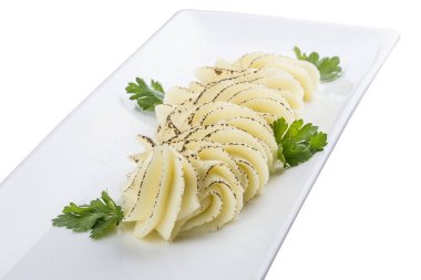 Beyaz arka planda patates püresi