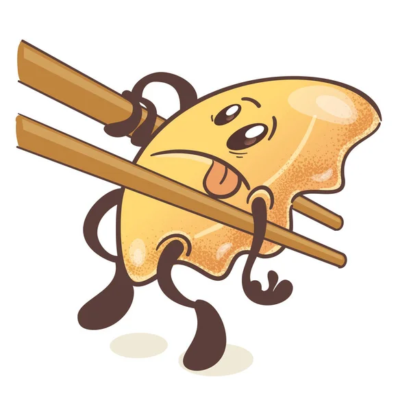 日本煎饺子Gyoza 有趣的卡通人物 里面的棍子 背景为白色 — 图库矢量图片