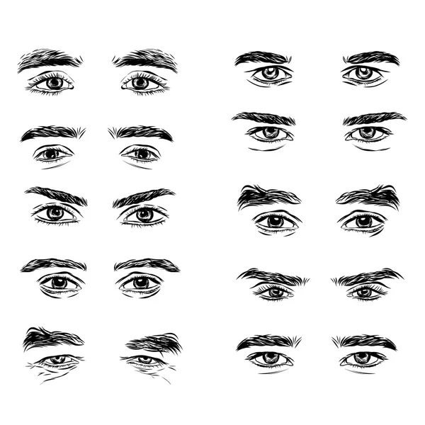 Parte vectorial de los ojos y cejas de la persona masculina . — Vector de stock