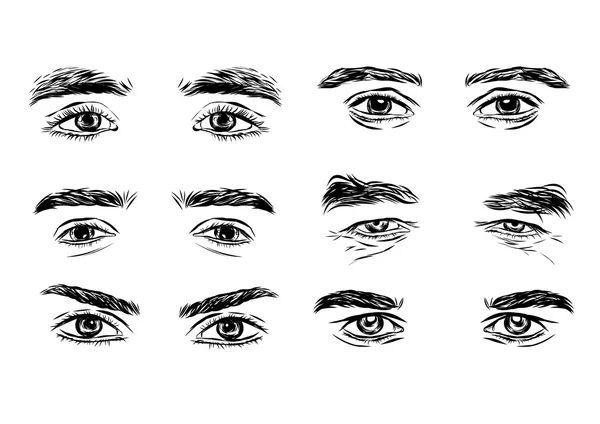 Parte vettoriale degli occhi e delle sopracciglia della persona maschile . — Vettoriale Stock