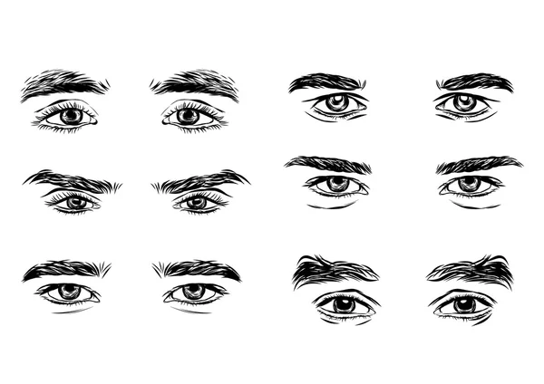 남자 사람의 눈과 눈 썹의 벡터 부분. — 스톡 벡터