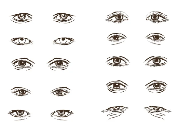 Vector part of the male person s eyes and eyebrows. — Stock vektor