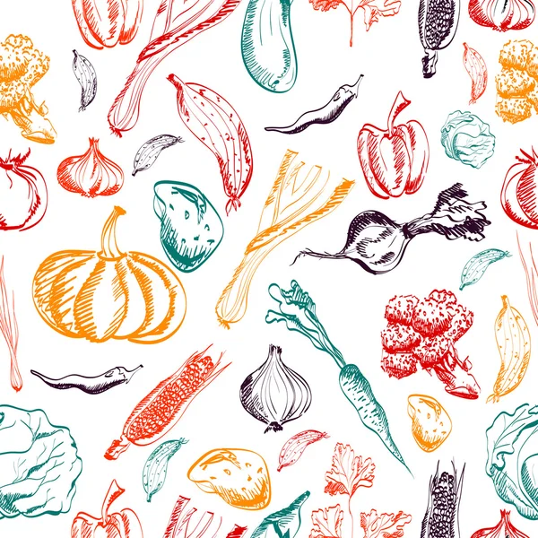 Hand drawn vegetables seamless pattern on a background. Vector — Διανυσματικό Αρχείο