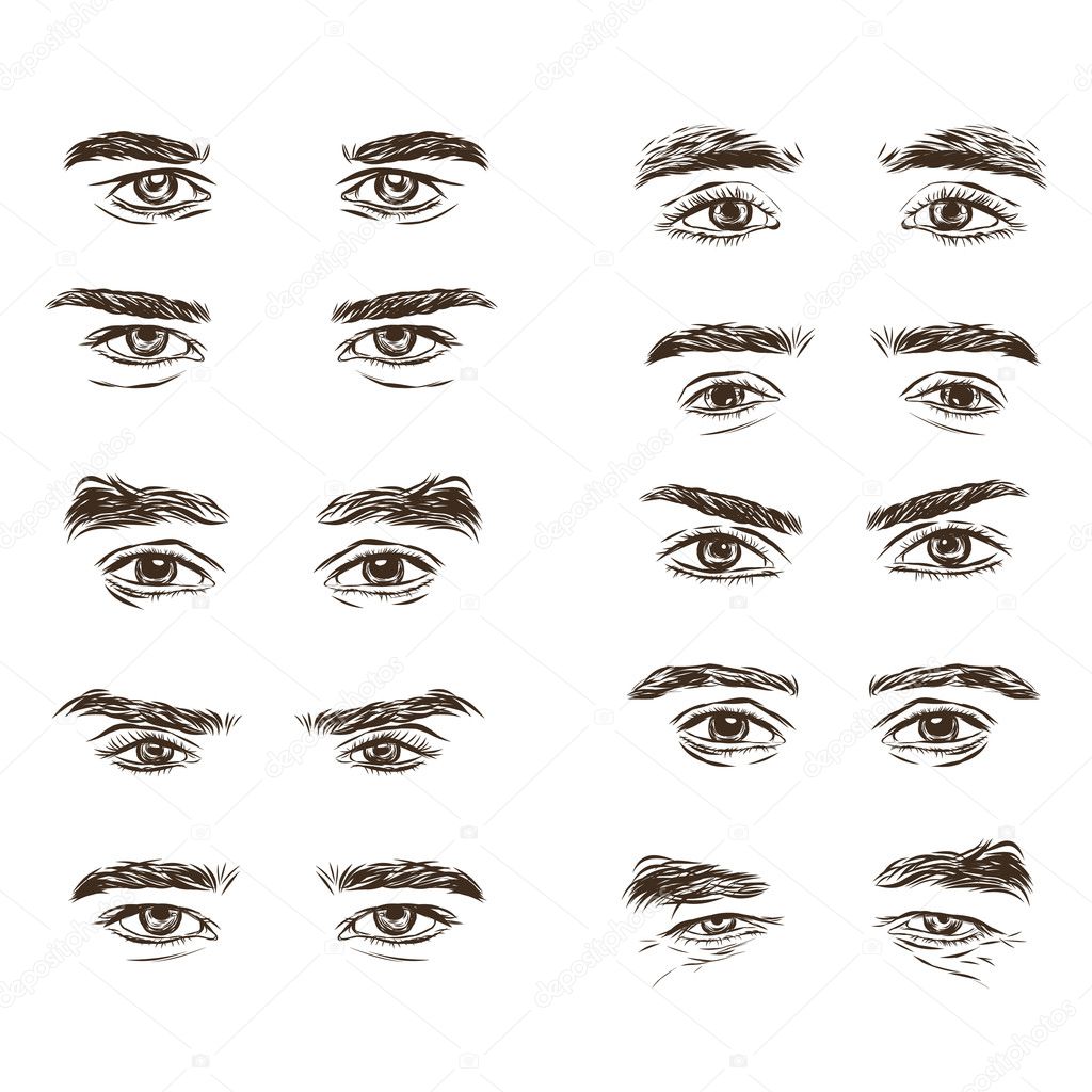 Vector part of the male person s eyes and eyebrows.