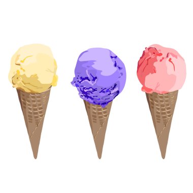 Dondurma koni kümesi. Vektör çizim Eps