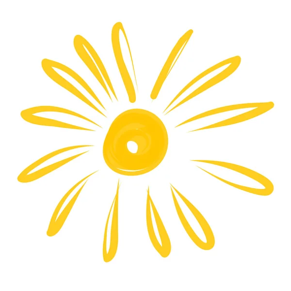 Icona del sole disegnata a mano. Illustrazione vettoriale. EPS — Vettoriale Stock