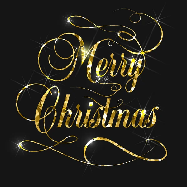 Neşeli Noel altın glitter yazı tasarımı. Vektör çizim. EPS 10. — Stok Vektör