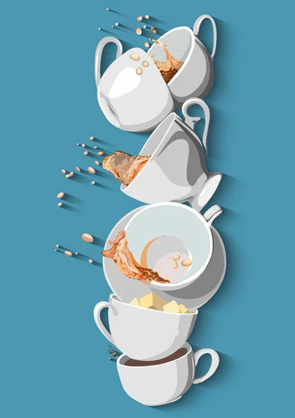 Kaffekoppar och te. Illustration eps10 — Stock vektor