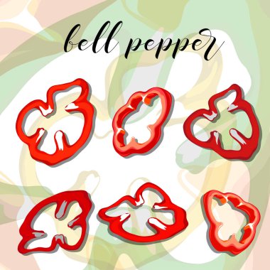 Kırmızı biber veya bir arka plan üzerine dolmalık biber. Vektör.