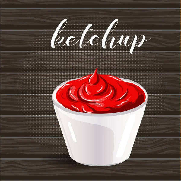 Wektor logo streszczenie ceramiczne dip miska, wypełnione ketchup. — Wektor stockowy