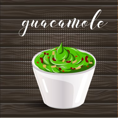 Vektör soyut logo seramik DIP kase, dolgulu guacamole.