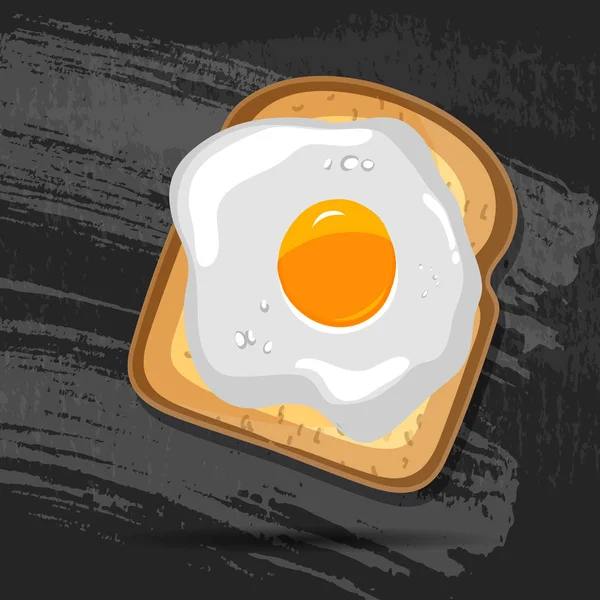 Pan de desayuno vectorial tostado con huevo frito. Buen concepto del día . — Vector de stock