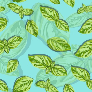 baharat fesleğen Dikişsiz desen bir arka plan üzerinde bırakır. Vektör